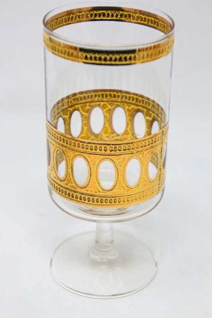 Set of 4 Vintage Culver Ltd Cocktail Glasses With 22-Karat Gold Antigua Pattern - 3