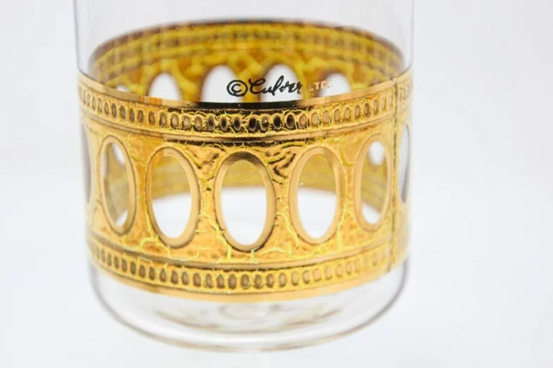 Set of 4 Vintage Culver Ltd Cocktail Glasses With 22-Karat Gold Antigua Pattern - 5