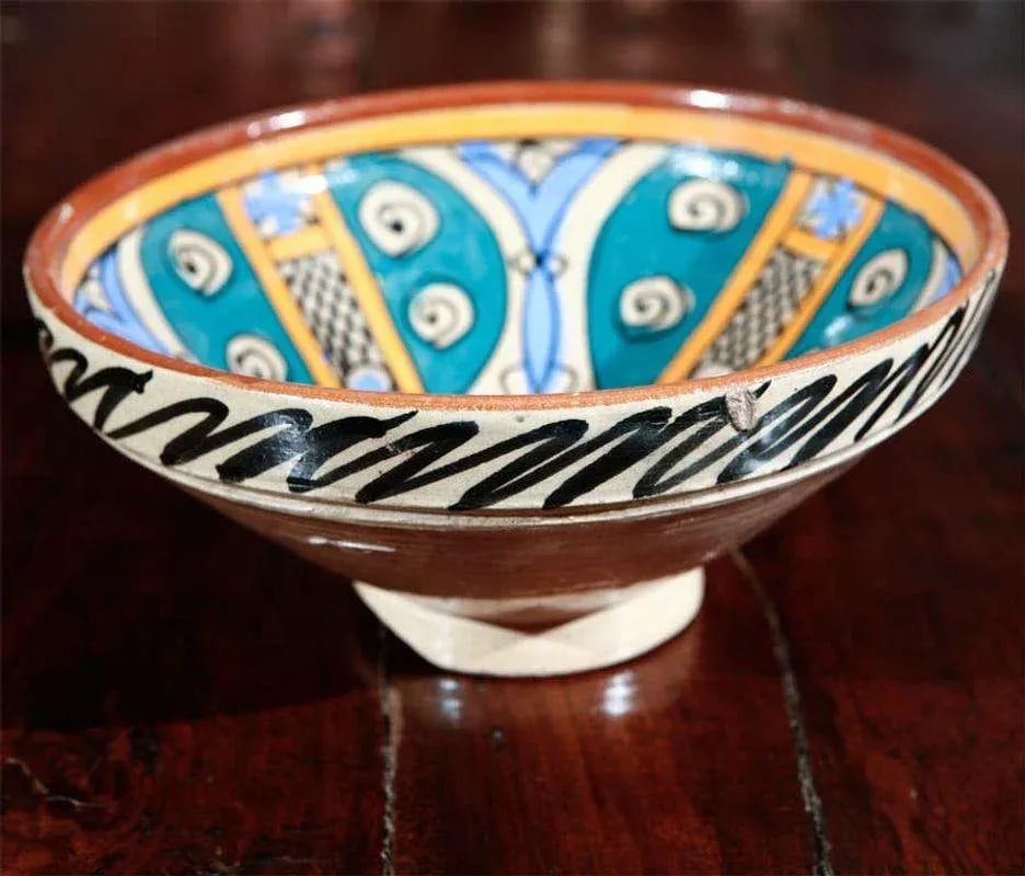 Antique Moroccan Pottery Bowl - 2