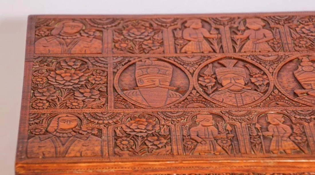 19th Century Large Antique Hand Carved Wooden Mughal Decorative Box - 7
