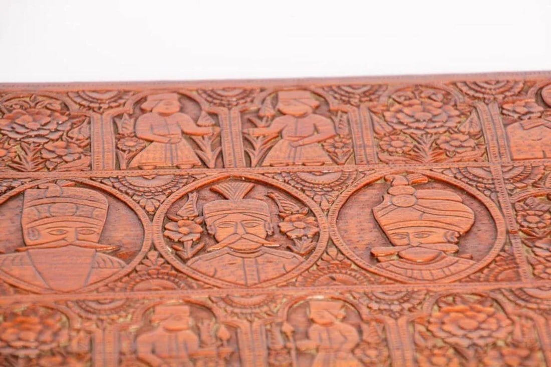 19th Century Large Antique Hand Carved Wooden Mughal Decorative Box - 9