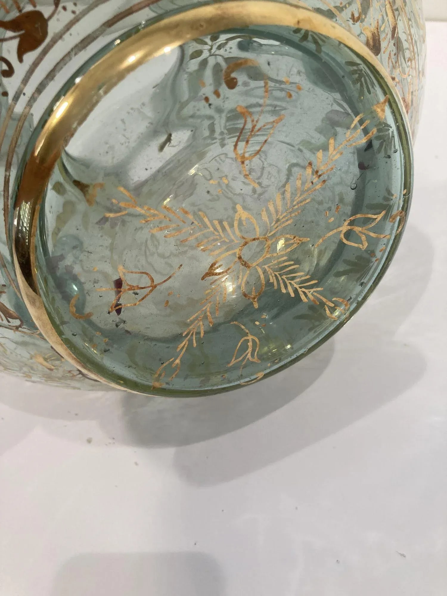 1940s Handblown Mosque Glass Lamp in Moorish Style Gilded With Arabic Calligraphy - 11
