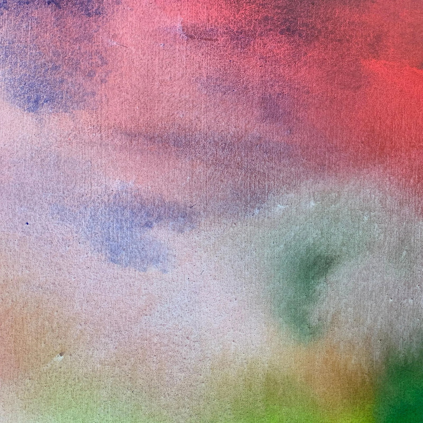 Red and Green Modern Abstract Landscape Painting on Canvas by British Artist, 2001 - 5