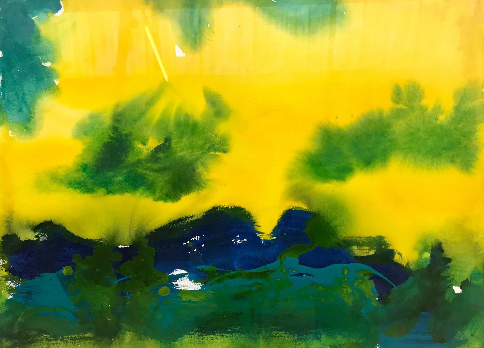 Santa Barbara California Blue Yellow Green Modern Abstract Landscape Painting, 2001 - 2