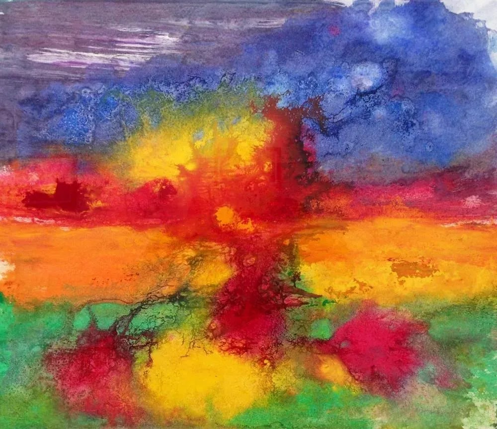 Abstract 36 Red Orange Yellow Green Colourful Painting From British Artist - 5
