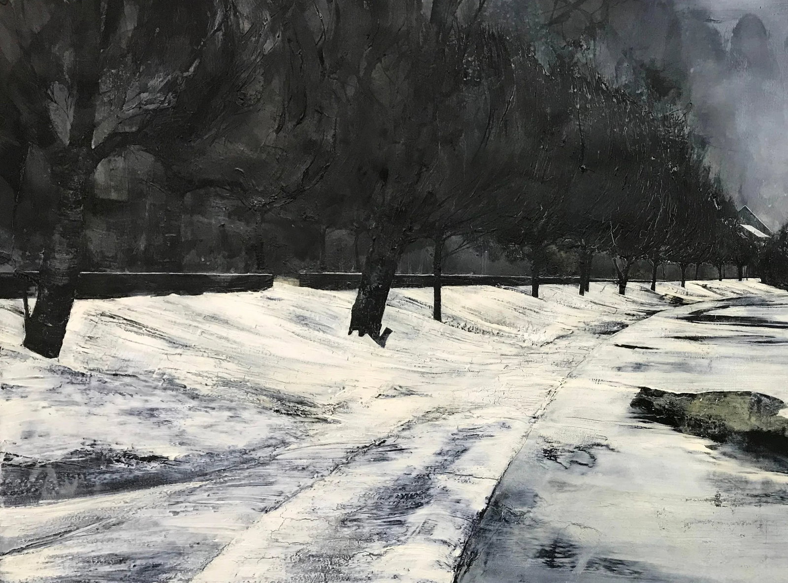 Contemporary Atmospheric Black & White Monochrome Landscape Wilderness Painting, 2008 - 2