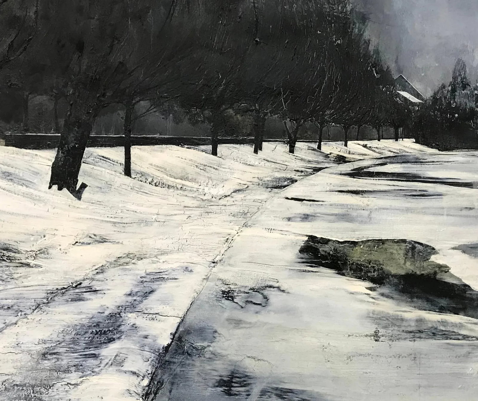 Contemporary Atmospheric Black & White Monochrome Landscape Wilderness Painting, 2008 - 3