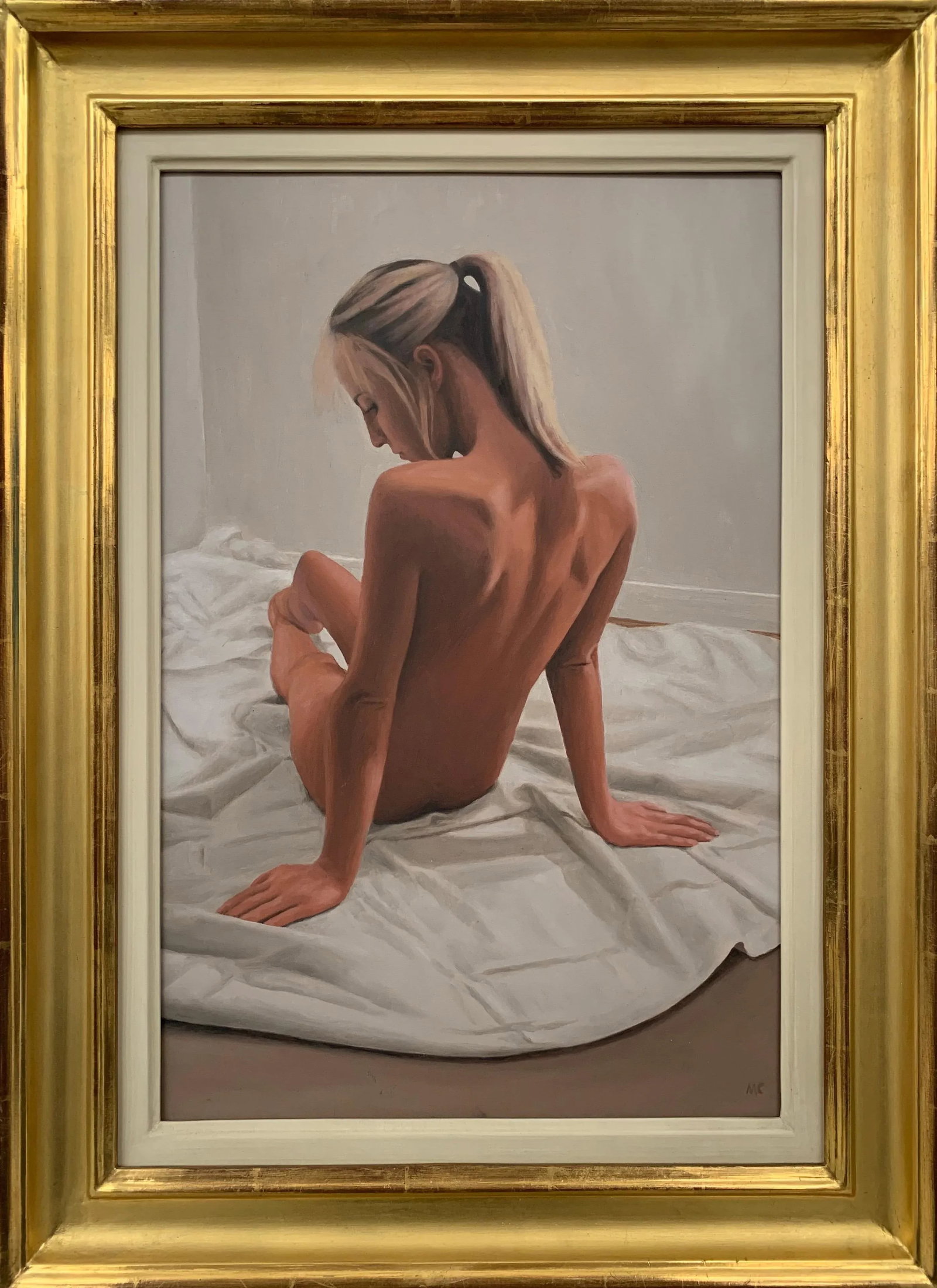 Mark Clark, Oil Painting of Seated Female Nude Figure by British Contemporary Artist, 2000 Circa - 13