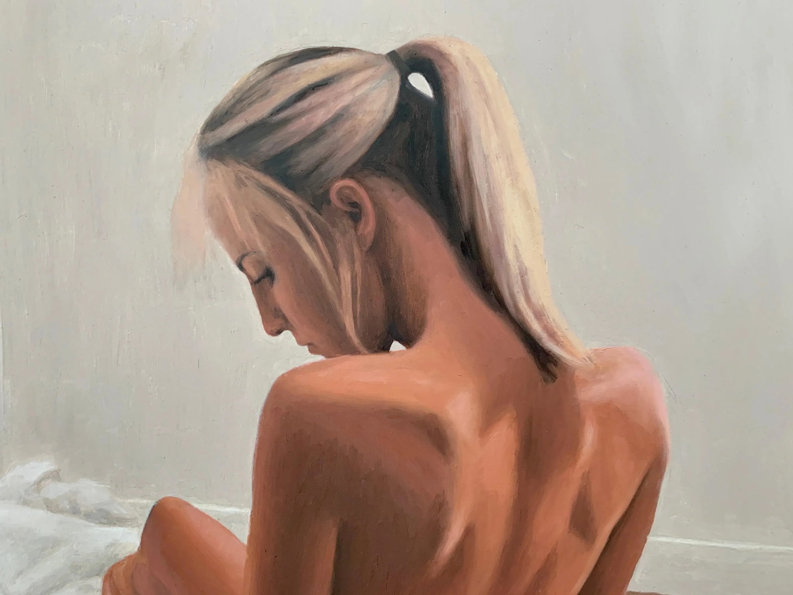 Mark Clark, Oil Painting of Seated Female Nude Figure by British Contemporary Artist, 2000 Circa - 9
