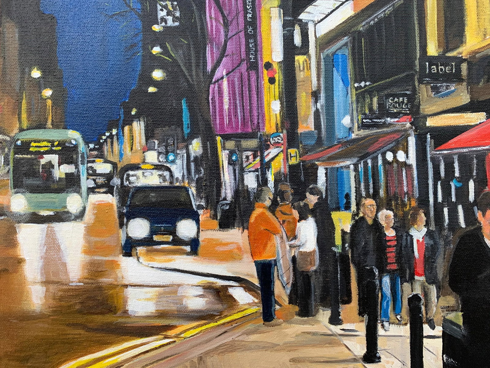 Deansgate in the Rain Manchester City Street Scene England by British Artist, 2014 - 6