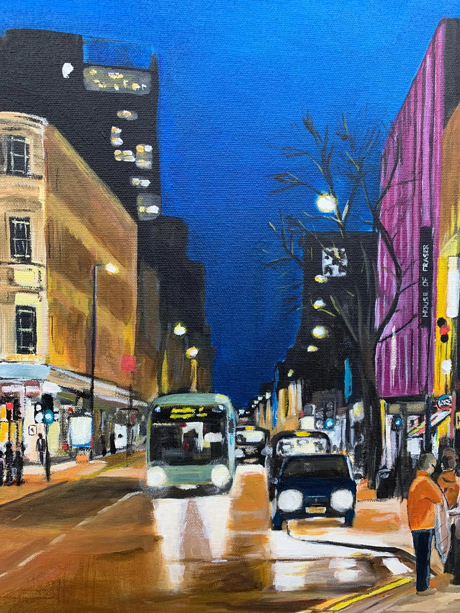 Deansgate in the Rain Manchester City Street Scene England by British Artist, 2014 - 7