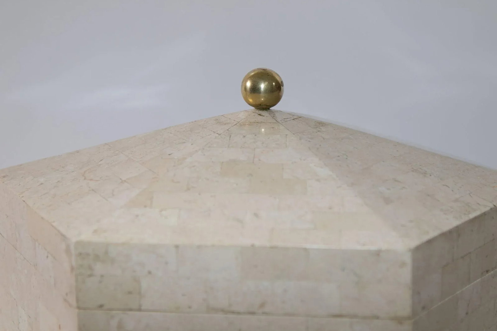 Maitland Smith Post Modern White Tessellated Hexagonal Stone Box 1980's - 6