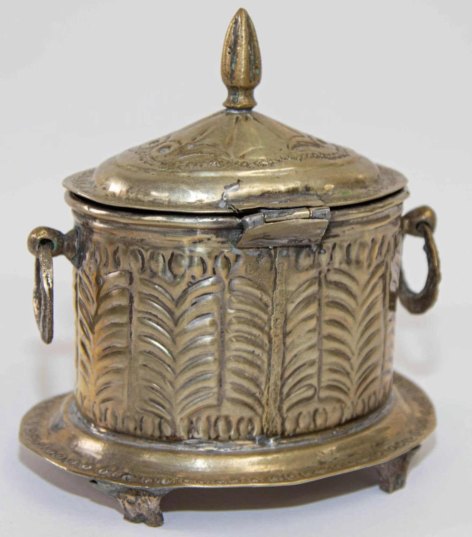 Antique Moroccan Silver Plated Tea Caddy Footed Candy Box - 4