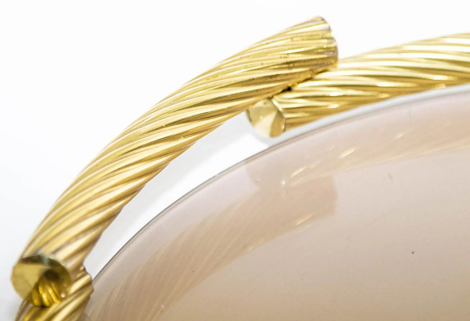 Dimart Brass Italian Round Tray With Smoked Glass 1980s - 6