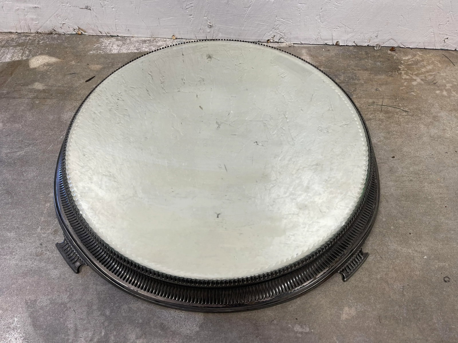 Antique Pierced Sheffield Silver Plated Mirrored Plateau - 4