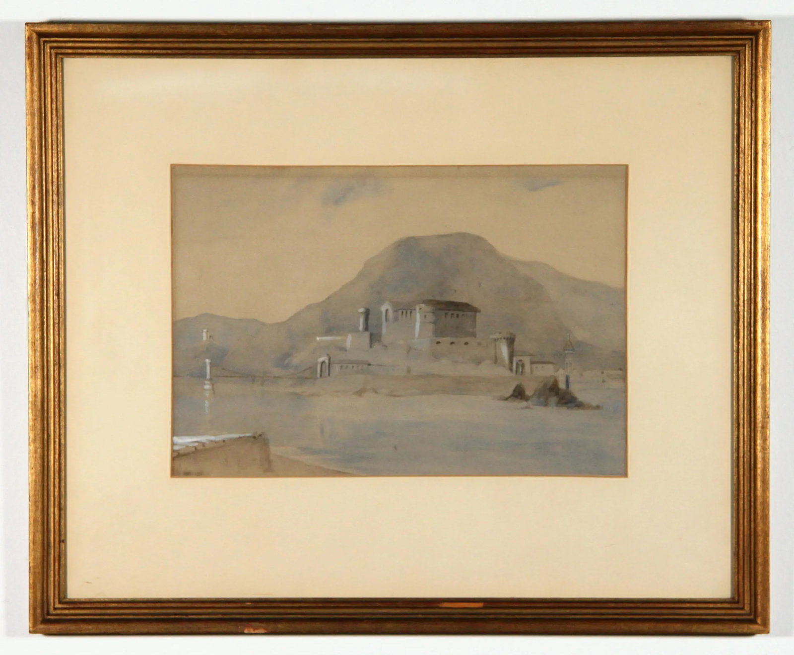 Vintage Arabesque Pastel & Gouche Cityscape Painting - 9