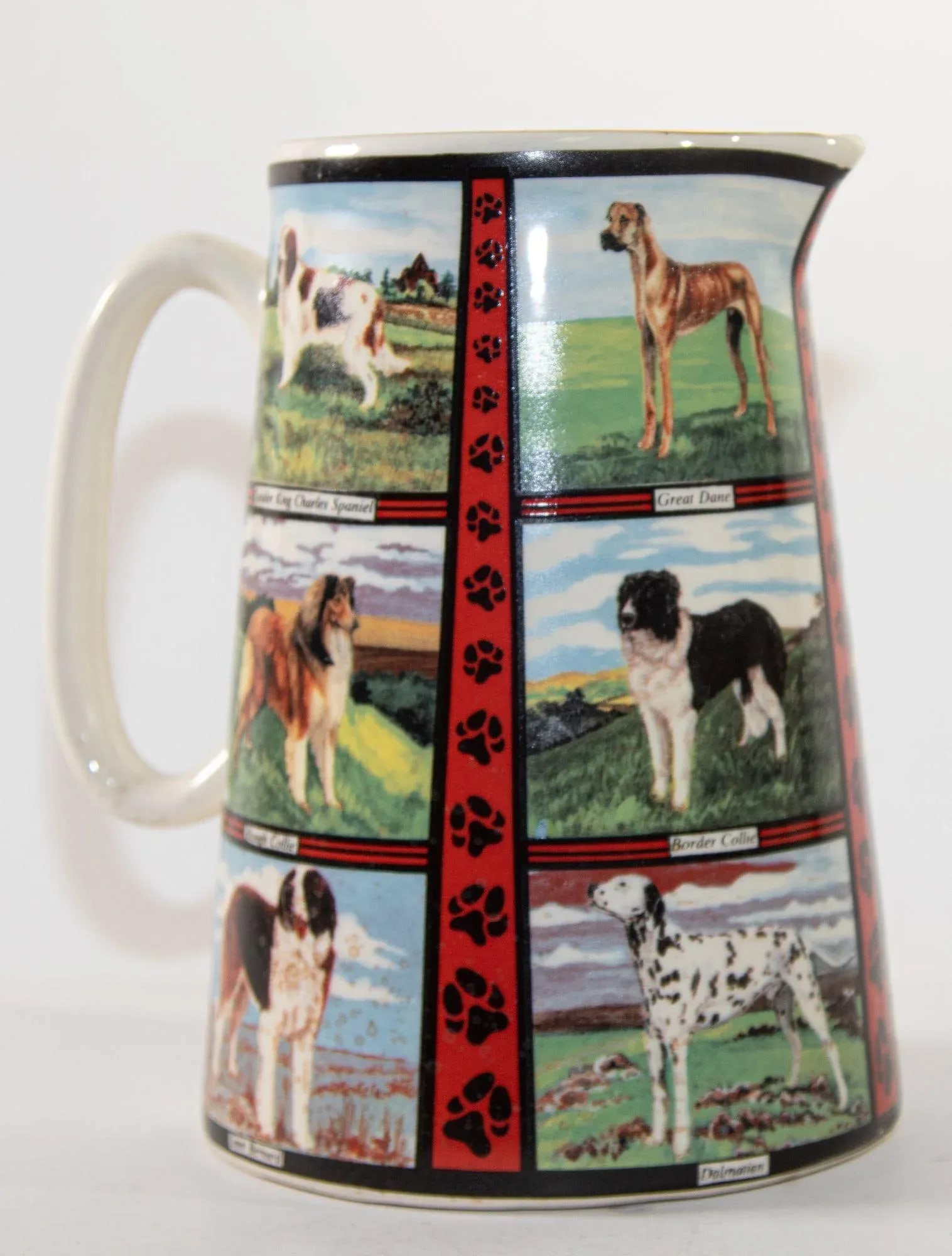 Vintage 1970s Ceramic Pitcher, Derbyshire England With Dog Breeds Pictures - 13