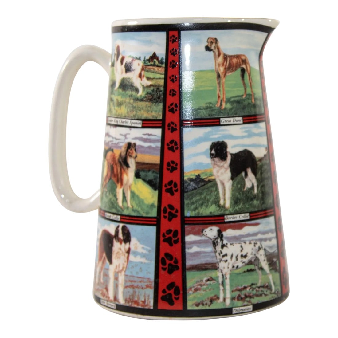 Vintage 1970s Ceramic Pitcher, Derbyshire England With Dog Breeds Pictures (1 of 13)