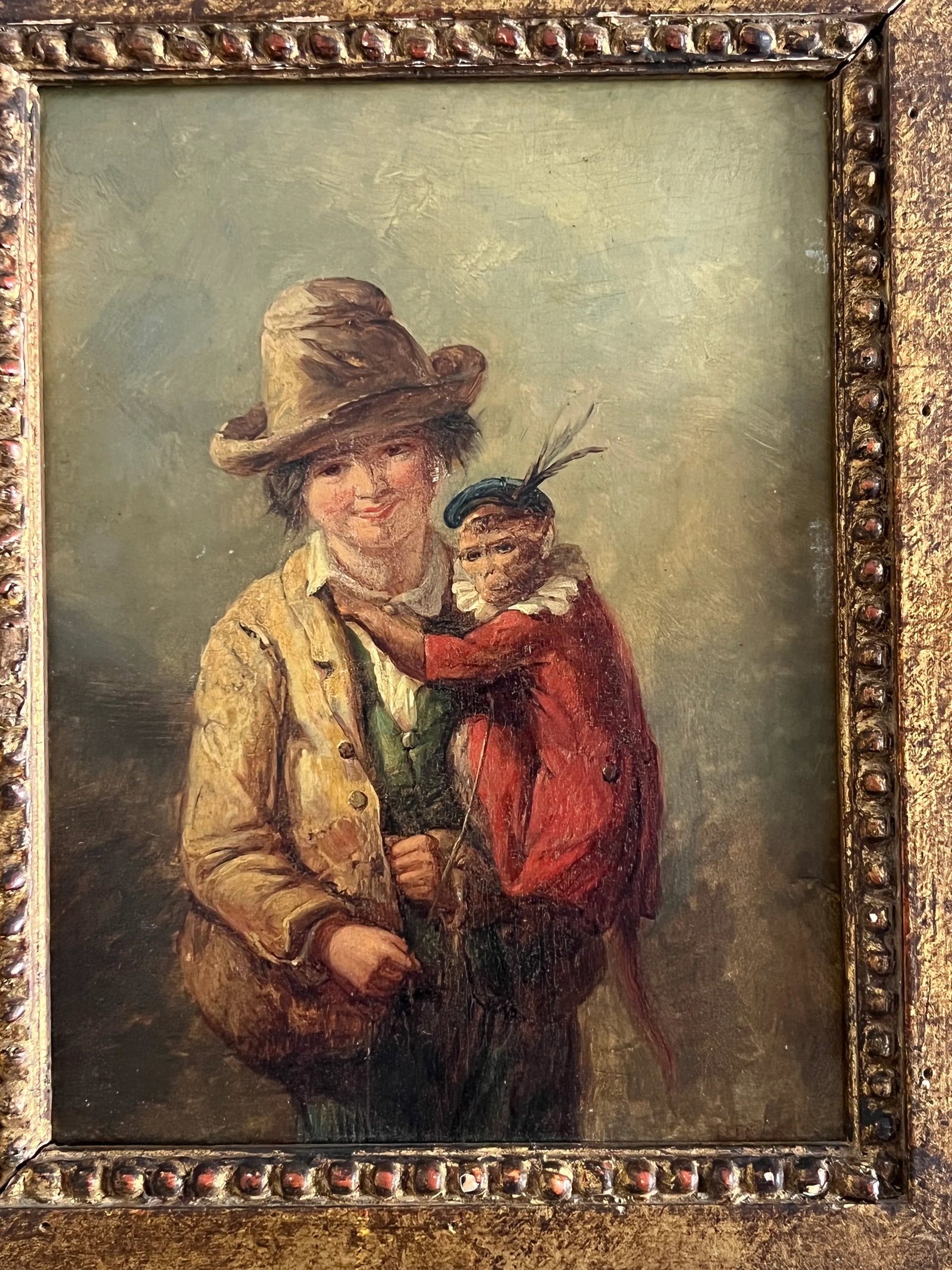 Henry Park "Young Hunter & Monkey" Oil Painting Ex Christies Provenance - 2