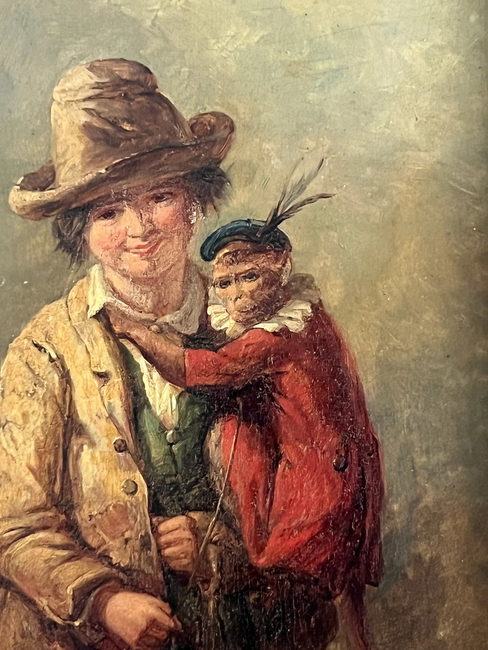 Henry Park "Young Hunter & Monkey" Oil Painting Ex Christies Provenance - 3