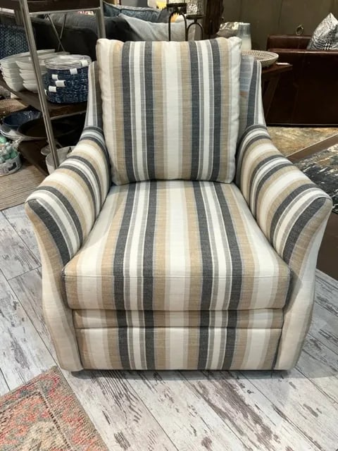 Sam Moore Striped Fabric Laura Swivel Chair - 8