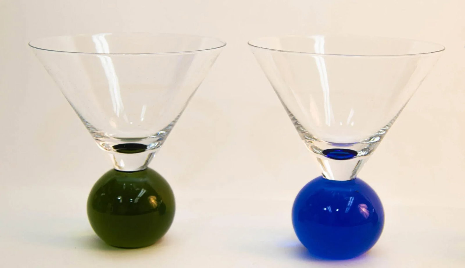Postmodern Martini Cocktail Glasses Memphis Style Circa 1990 Set of 4 - 12