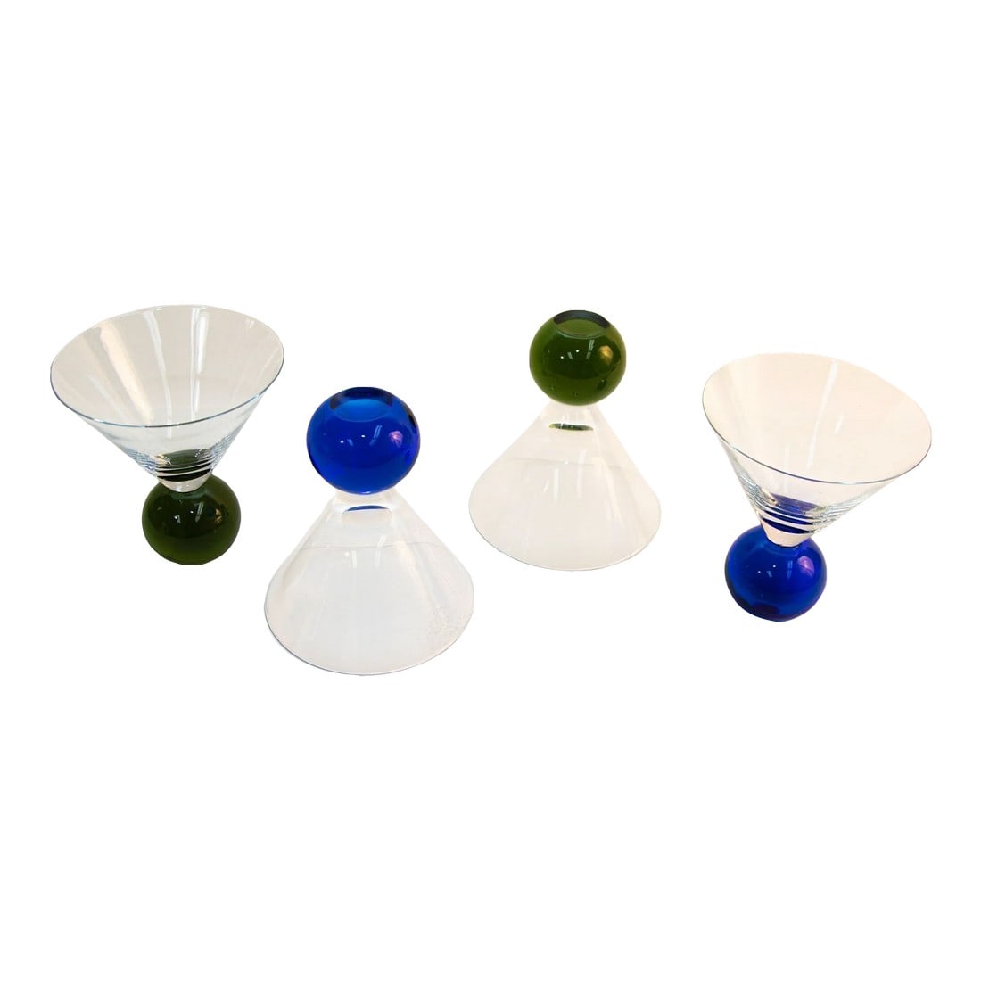 Postmodern Martini Cocktail Glasses Memphis Style Circa 1990 Set of 4 (1 of 13)