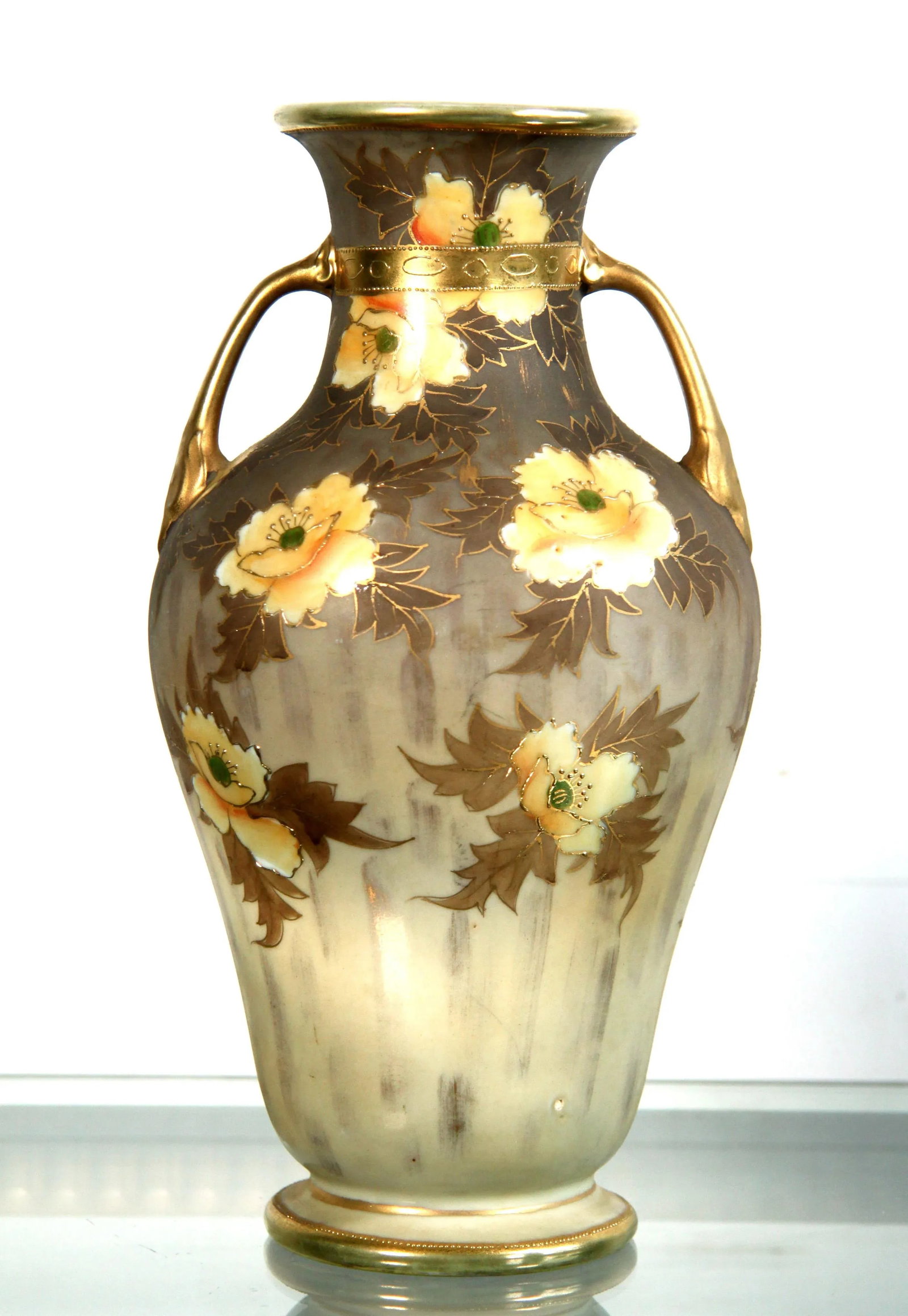 Antique 1920's Japanese Nippon Moriage Vase With Farm Scene - 3