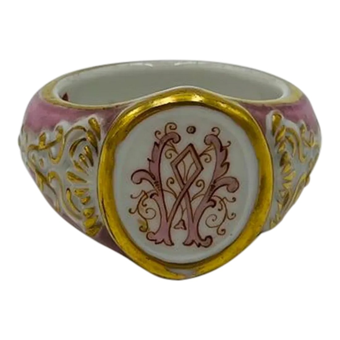 Unique Antique Old Paris Porcelain "w" Napkin Ring (1 of 7)