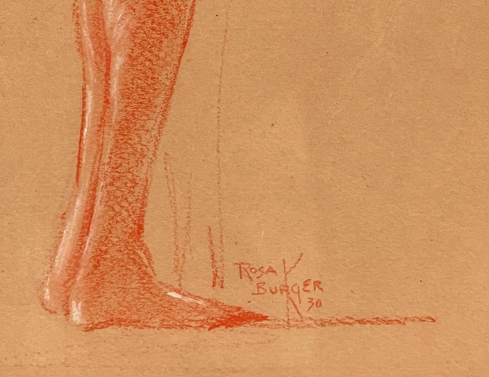 Vintage C.1930 Rosa Burger Pastel Pencil & Gouache Nude Portraits - a Pair - 5