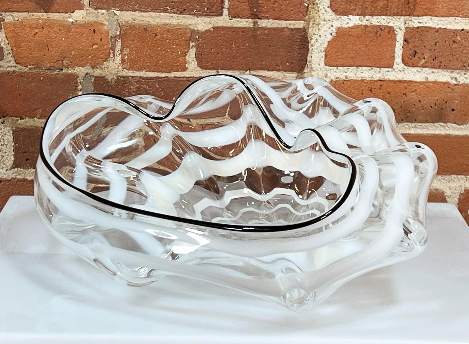 Rare Phil O'Reilly American Studio Art Glass Organic Modern Centerpiece Bowl - 2
