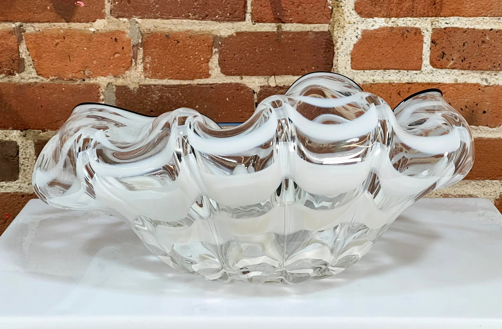 Rare Phil O'Reilly American Studio Art Glass Organic Modern Centerpiece Bowl - 7