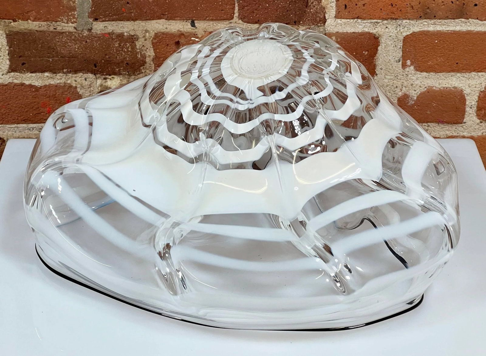 Rare Phil O'Reilly American Studio Art Glass Organic Modern Centerpiece Bowl - 8