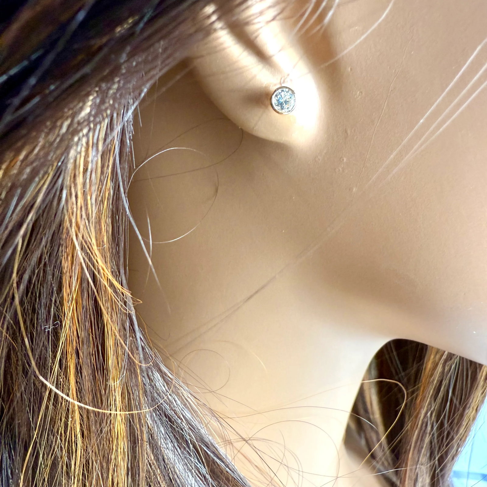 Timeless Elegance 14k Yellow Gold Bezel Set Diamond Stud Earrings, A Pair - 7