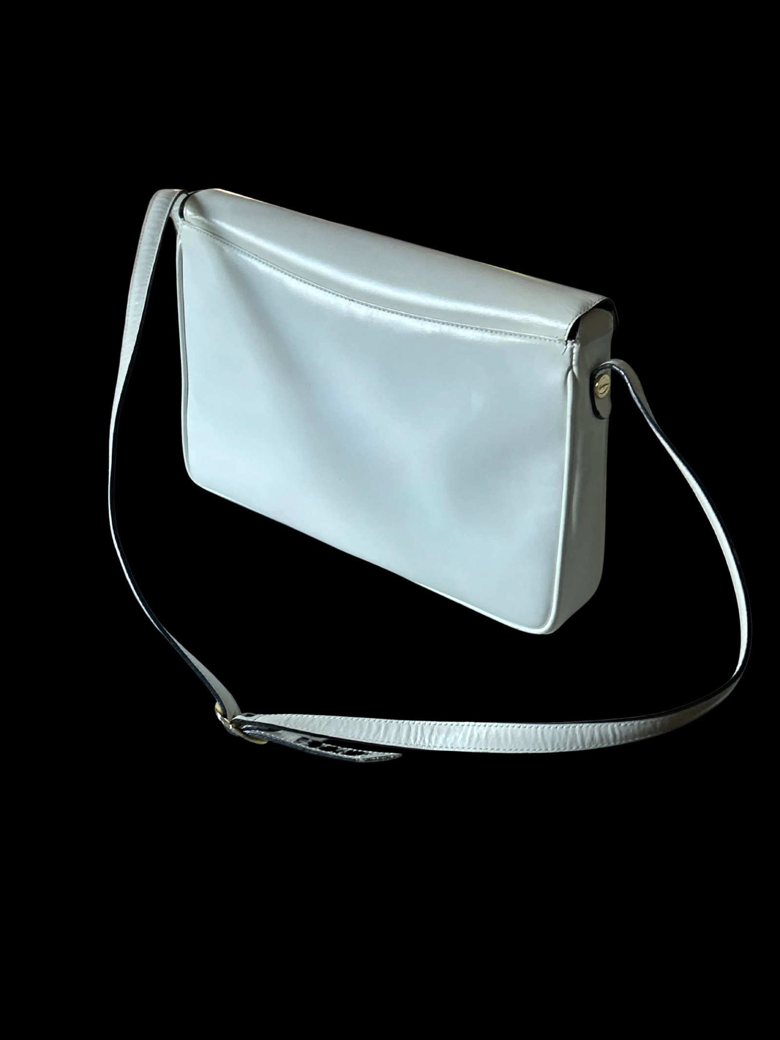 Authentic Vintage Salvatore Ferragamo Leather Handbag in White and Black Patent Leather Envelope - 6