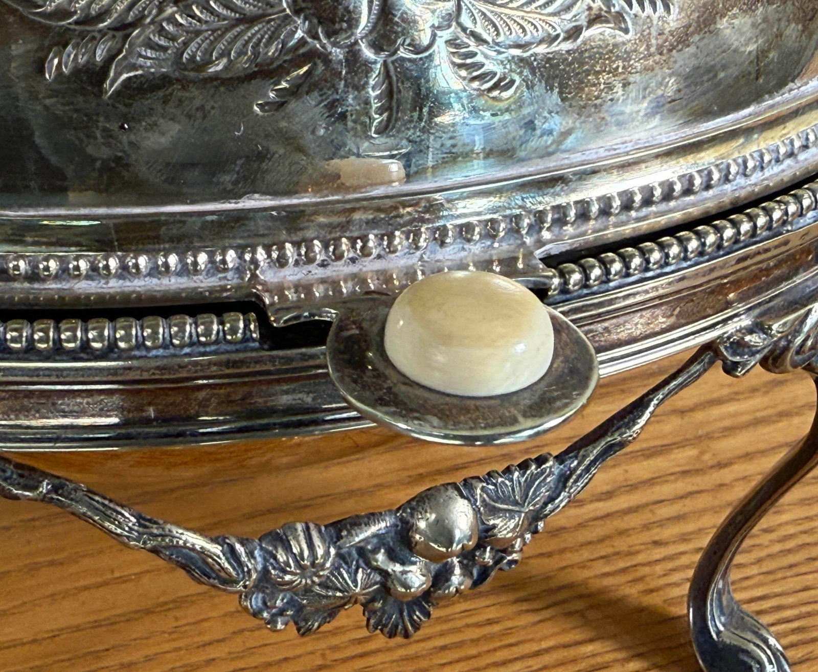 Antique Silver Plated Domed Roll Top Serving Dish W/ Pierced Insert - 3