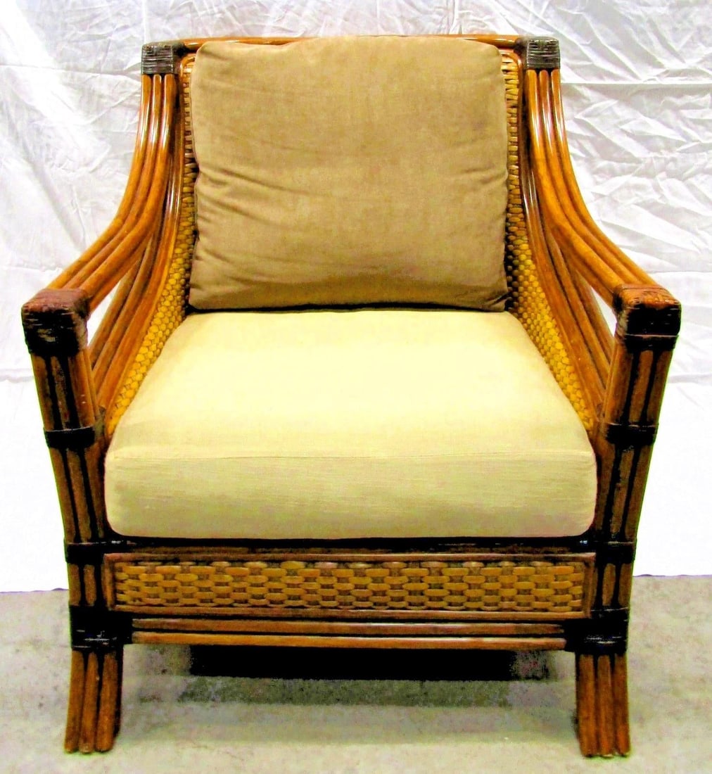 1970s Rattan Wicker Mandalay Chairs With Cushions - Set of 2 - 2