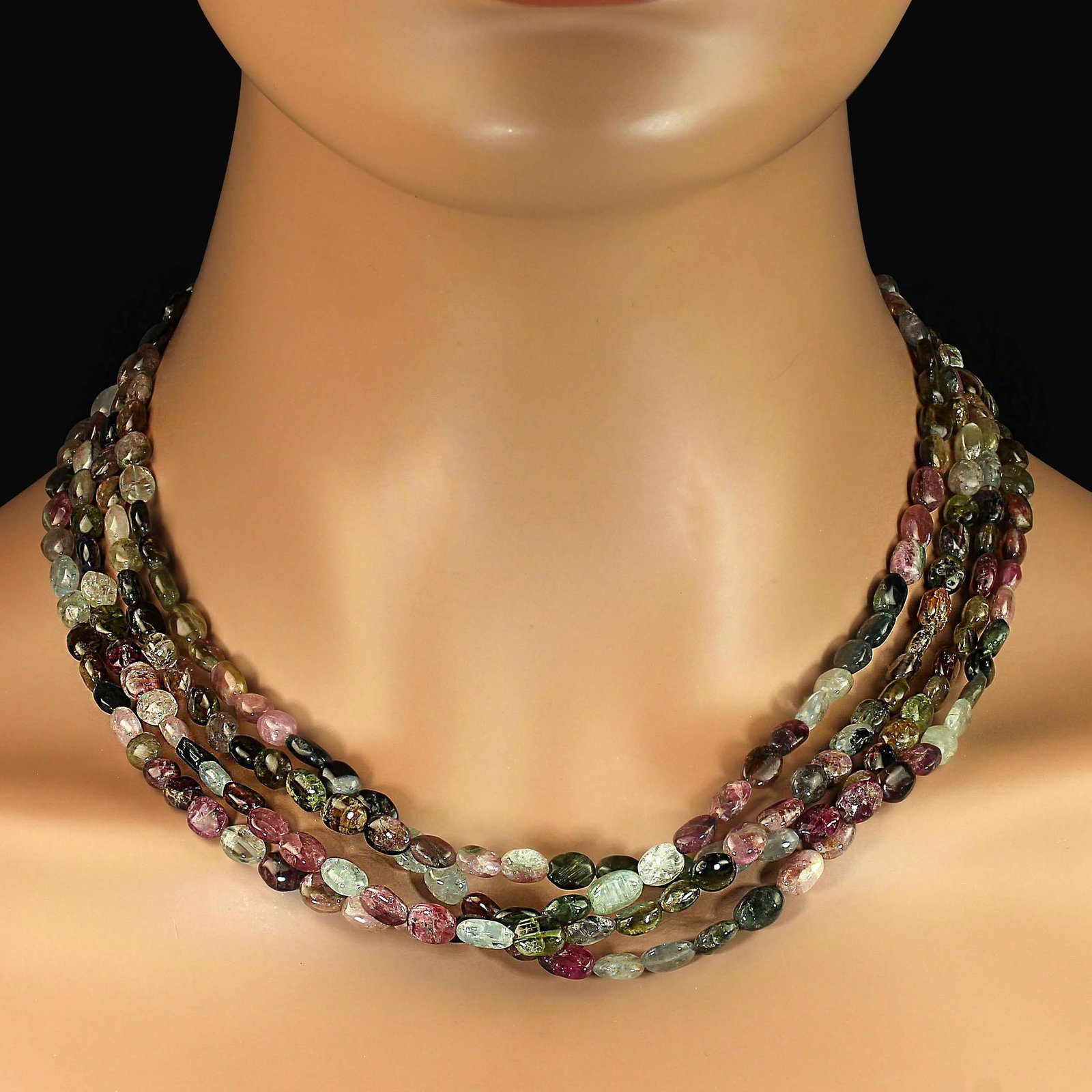 Ajd 19 Inch Four Strand Multi Color Tourmaline Nugget Necklace - 2