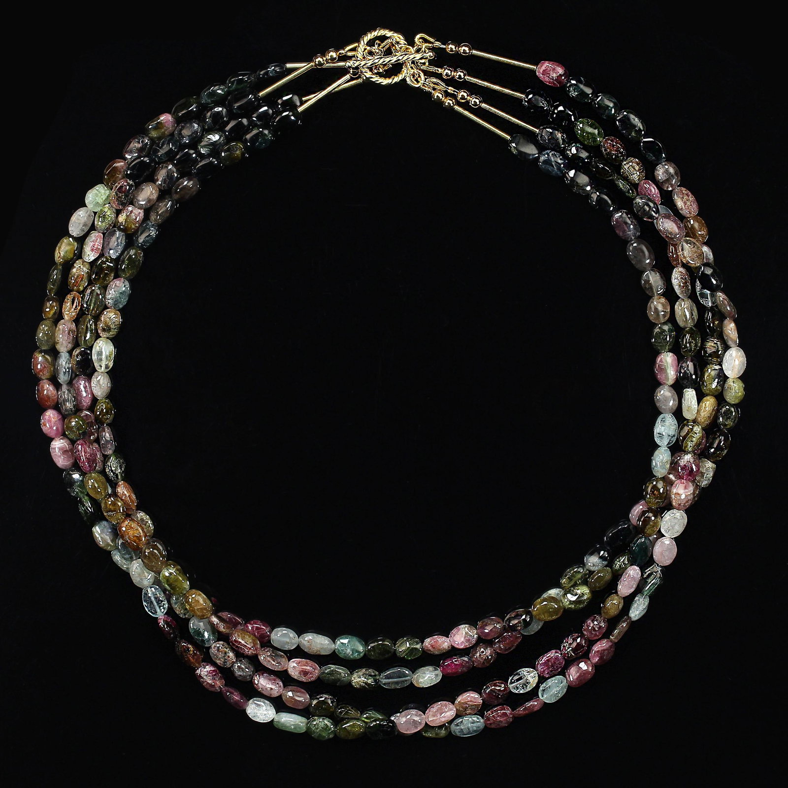Ajd 19 Inch Four Strand Multi Color Tourmaline Nugget Necklace - 5