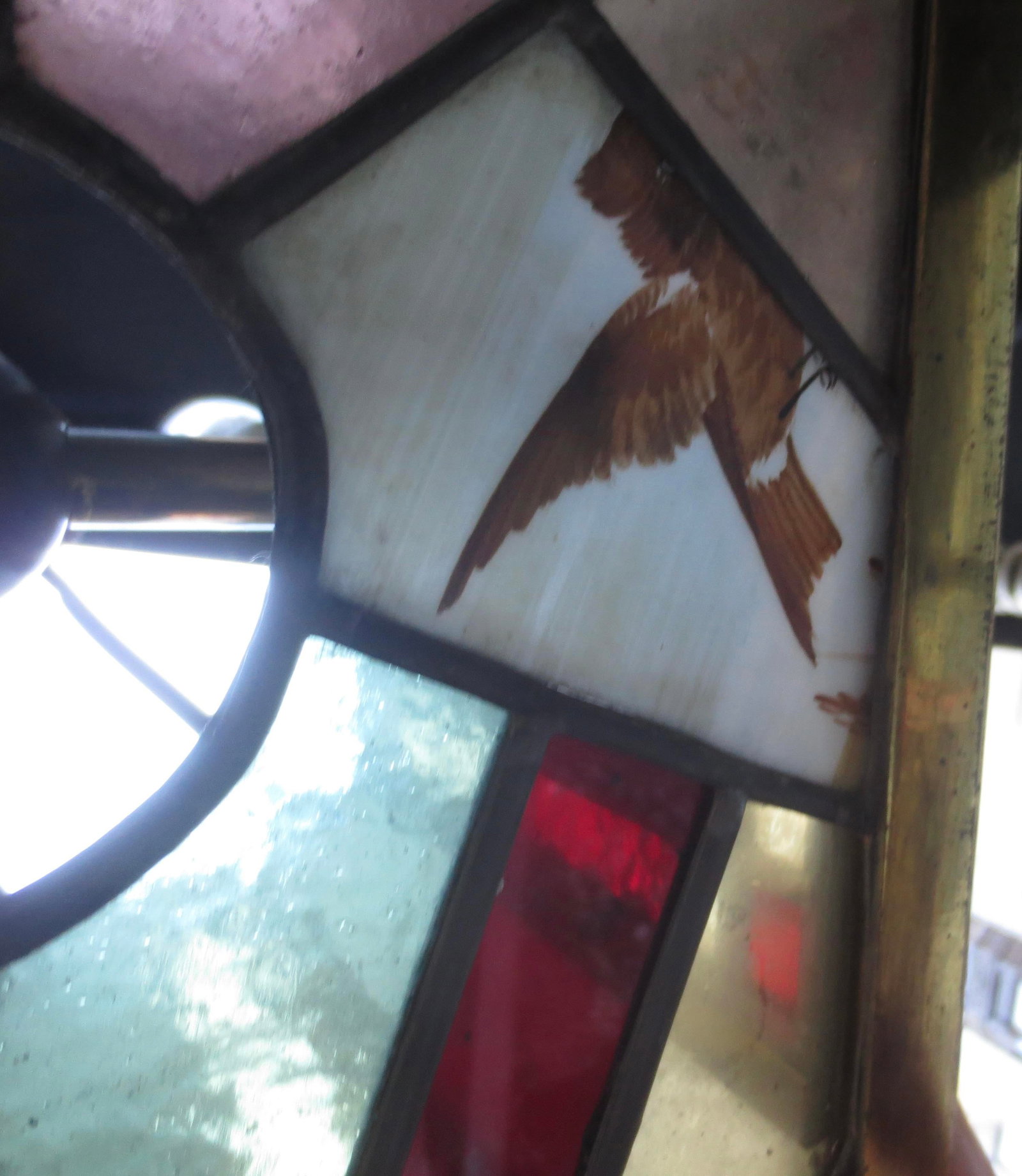 1900s Arts and Crafts Stain Glass Lantern Birds - 7