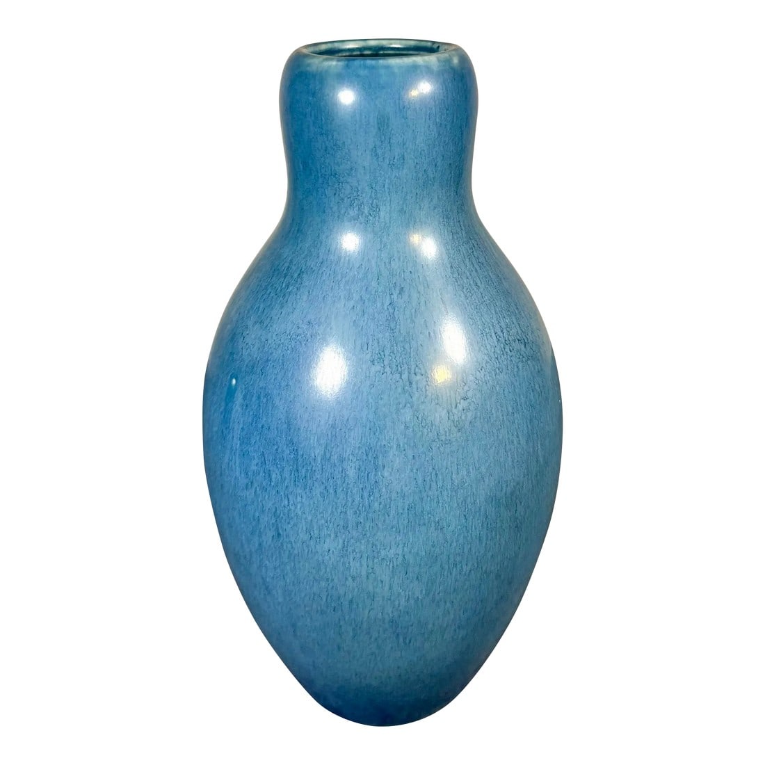 1920s Rookwood Blue Glaze Cabinet Vase: 1920 Rookwood cabinet vase with a stormy blue glaze. Mold #9206. Measures approx 6.75"H. Condition: Alterations: Original Condition Unaltered Imperfections: Some Imperfections Condition Notes: Fleck