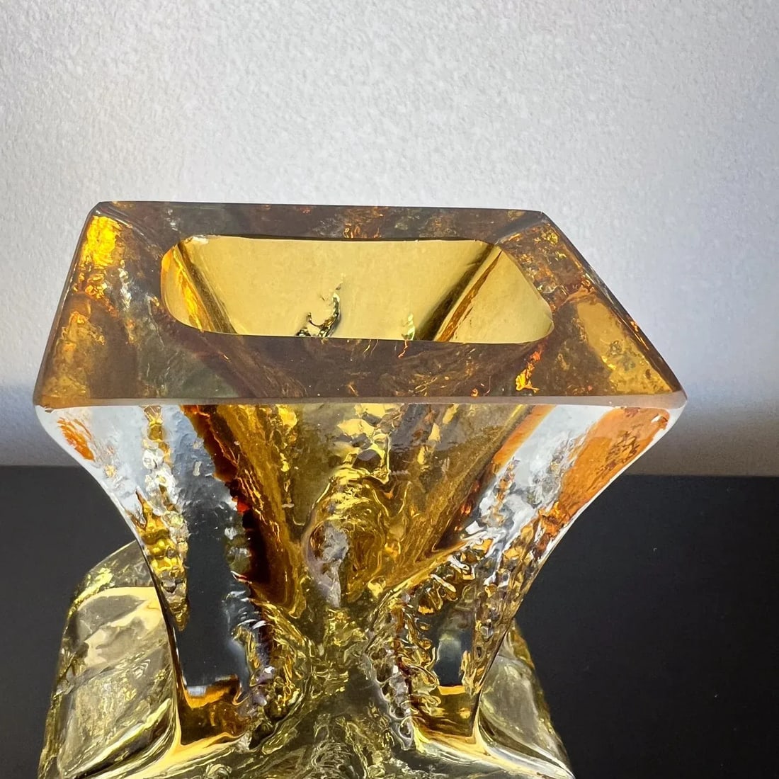 1970s Amber Art Glass Vase Kurt Wokan for Ingrid GlashÃ¼tte - 5