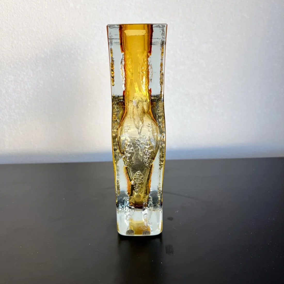 1970s Amber Art Glass Vase Kurt Wokan for Ingrid GlashÃ¼tte - 7