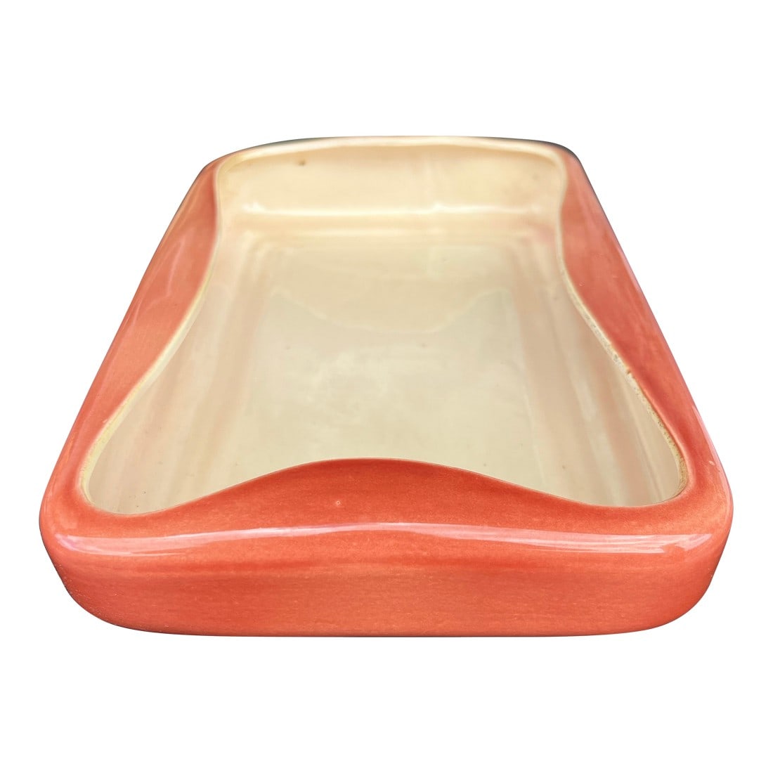 Vintage Orange Rectangle Ref Wing Pottery Bonsai Planter (1 of 7)