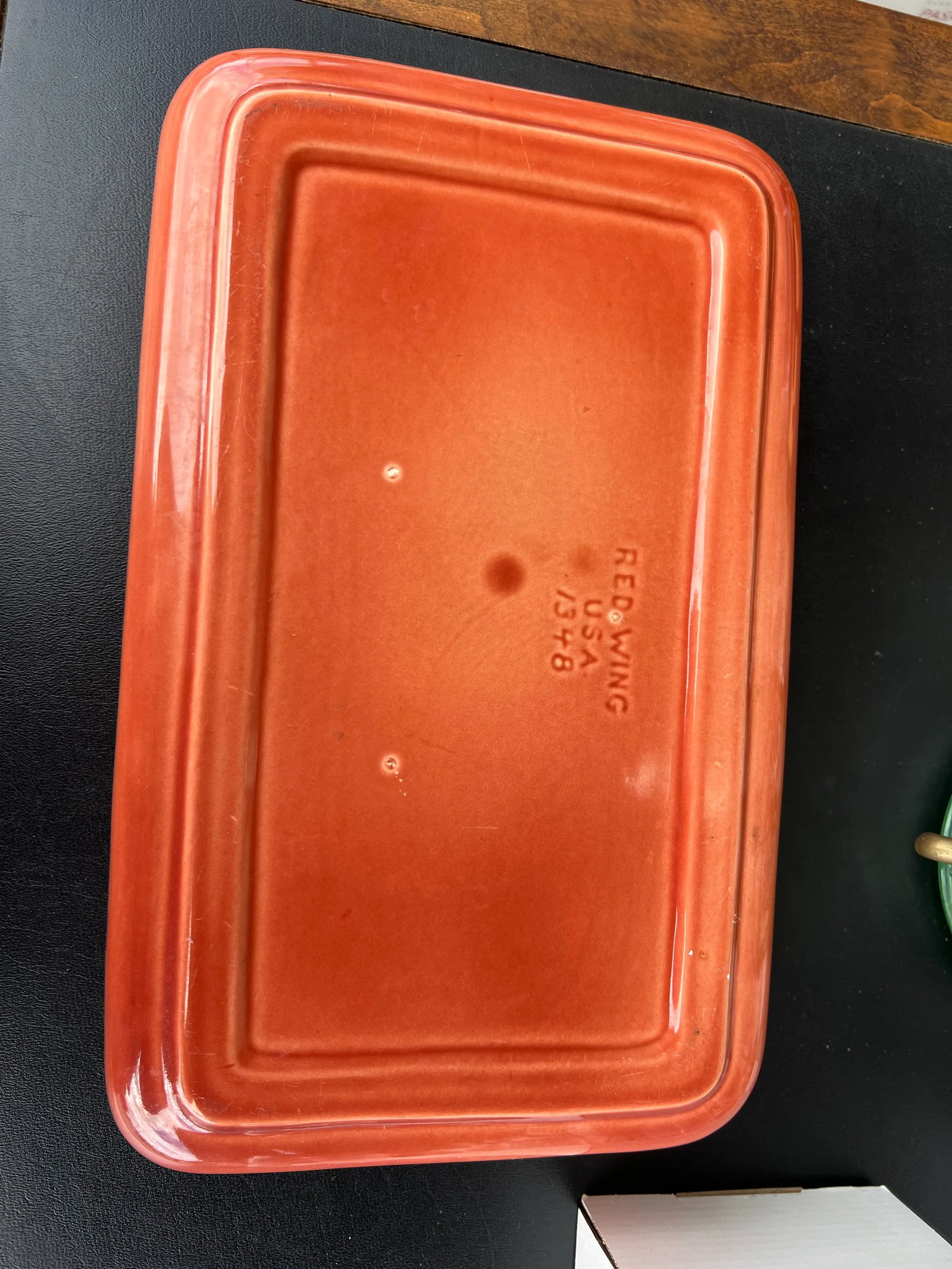 Vintage Orange Rectangle Ref Wing Pottery Bonsai Planter - 3