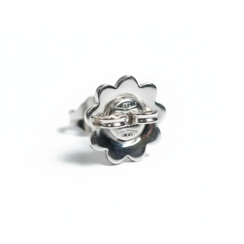 18k White Gold Black & White Diamond Floral Vintage Earrings by Stefan Hafner, A Pair - 3