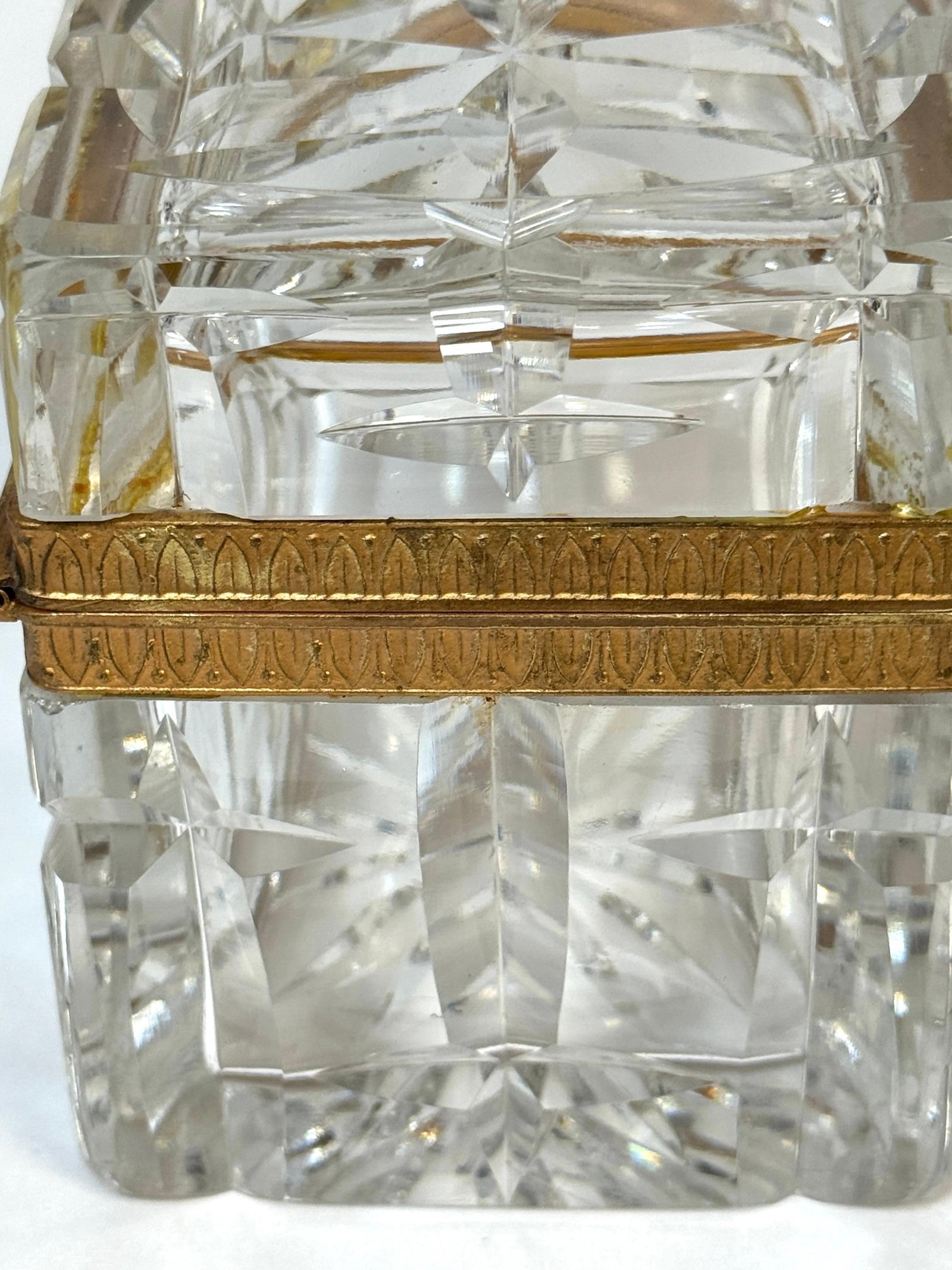 Charles X Style French Ormolu Optic Cut Crystal Box, Signed Lehmann France - 10