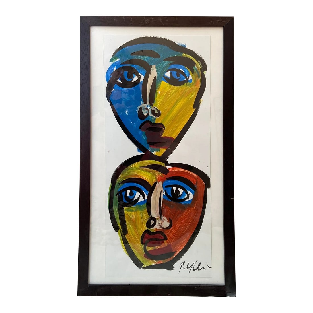 Peter Keil Abstract Painting, Framed: Peter Keil abstract painting with vibrant colors of red, yellow, and blue. Framed and signed by artist. Certificate of Authenticity included. Condition: Alterations: Original Condition Unaltered Imper