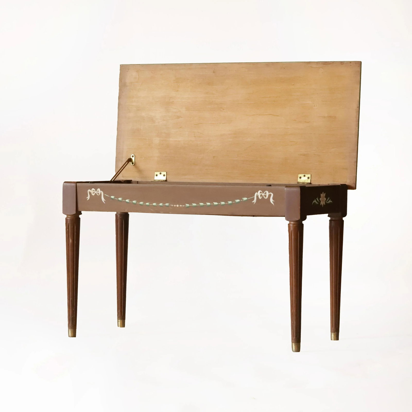 Vintage Piano Hand-Painted Floral Bench With Storage Box - 5