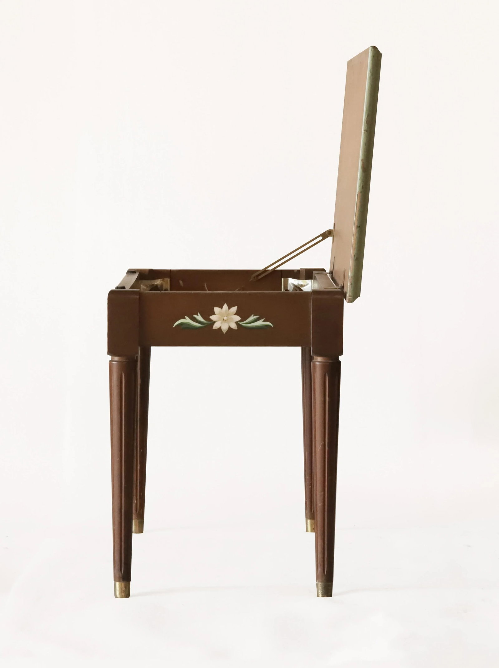 Vintage Piano Hand-Painted Floral Bench With Storage Box - 6